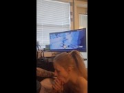 Preview 5 of Playing Xbox while getting head from her girlfriend