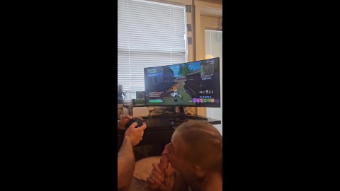 Playing Xbox while getting head from her girlfriend