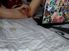 Step sister watches porn and masturbates sweet pussy