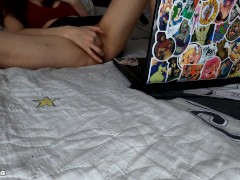 Step sister watches porn and masturbates sweet pussy