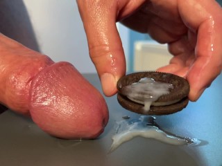 HUGE Cum Load over an Oreo - SLOW MOTION!