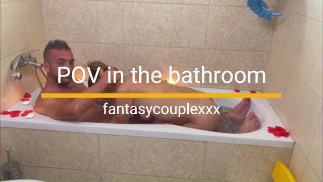 Watch Bondage Video:POV . BLOWJOB IN BATHROOM . CUM IN MOUTH