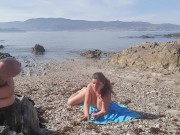 Preview 6 of Exhibitionist Flashes his Dick for a Nudist Milf. She Sucked on the Beach
