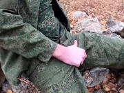 Preview 1 of military man jerks off his dick in the forest