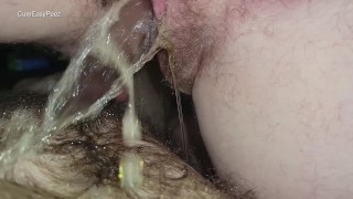 Handy cum blast and a hot golden shower