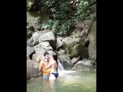 Preview 2 of I'm out for a walk with my neighbor and I fuck her in the river
