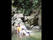 Preview 5 of I'm out for a walk with my neighbor and I fuck her in the river