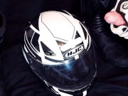 Preview 1 of Biker masturbate and cum on his helmet with gloves