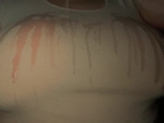 Tight White Shirt with Wet Huge Tits Video