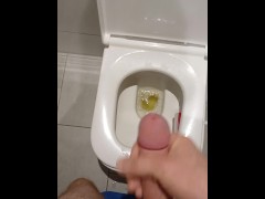 Pissing with hard cock