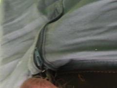 Male pee desperation outdoor run out of storage