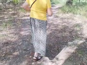 Preview 3 of German MILF walking in the park showing off her charms under her skirt wanted to pee