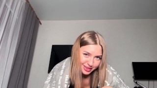 My wet stepsister is all wet and riding my cock. Cum in her pussy.Valeria Sladkih