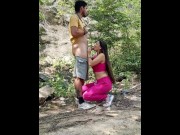 Preview 2 of I kiss with a strange girl, she sucks my penis and I fuck her in different poses outdoors.