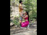 Preview 3 of I kiss with a strange girl, she sucks my penis and I fuck her in different poses outdoors.