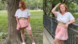 Flash, pipi et se masturber dans la Park