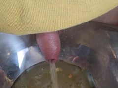 Walking and pissing in the bowl