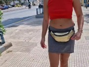 Preview 1 of I walk around without panties, I sit on a bench and I masturbate, I get fingered in public