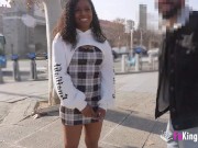 Preview 3 of Astounding black Spanish babe Zoe Bombon picks random guys to fuck at the street!