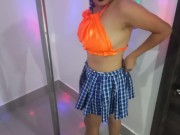 Preview 3 of STEPMOM DRESS UP AS A VERY HOT STUDENT AND PERFORMS SEXY DANCE ON THE POLE
