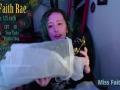Sub Funded Shiny Thigh High Boot Unpackaging - Miss Faith Rae's Femdom Live Stream - Preview