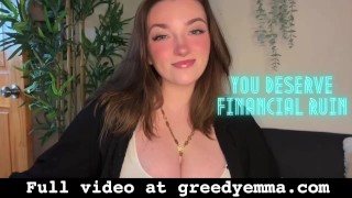 Ti meriti la rovina finanziaria - Goddess Worship Loser Umiliazione verbale Degradazione