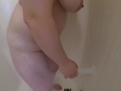 Curvy MILF Takes A Regular-Size Dildo in Shower - Leaves Disappointed!