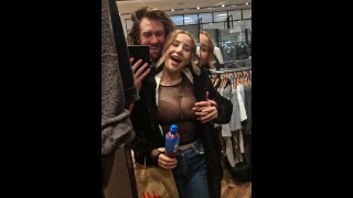 blonde on shopping put a plug in her ass and fucked herself in doggy style in the fitting room