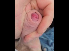 Stroking my cock in a public car park listening to audio porn