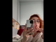 Preview 3 of Small teen redhead shows off her blowjob and deepthroat skill