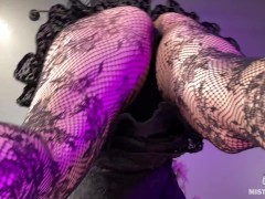 POV Ass and Feet Worship Mistress in Black Fishnet Pantyhose 4K