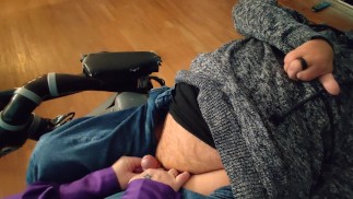 Disabled Guy in wheelchair gets a relaxing handjob from his neighbor