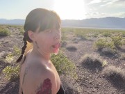 Preview 2 of Outdoor Bubblegum Eating His Ass Blowjob with a Creepy Crawling Twist - Jamie Stone