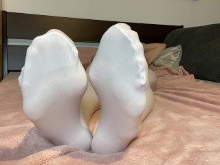 Trans Solo Feet white Pantyhose in your Face