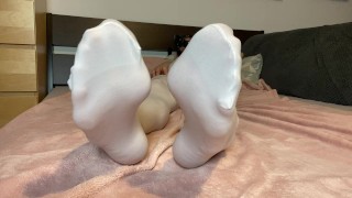Trans Solo Feet white Pantyhose in your Face