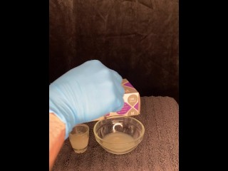 I put on blue gloves and use a syringe playing with my cum part 2 Video