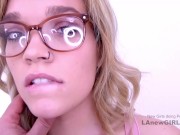 Preview 5 of Nerdy Blonde with glasses asks photographer for cum