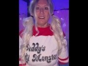 Preview 1 of Mature MILF Harley Quinn strip tease and folding chair fuck