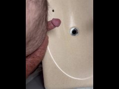 Chubby Man Cums In Sink After Dirty Talking
