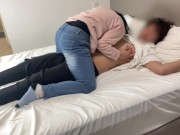 Preview 3 of Amateur couple love hotel sex video] The image of a couple moaning while making a giggling sound.