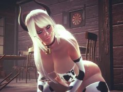 Slutty Blonde With Huge Tits Dresses Up Like A Cow And Rides You Fantasy Cosplay