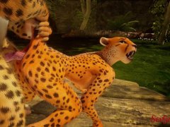 Sexy leopard girl fucks alpha male in furry sex from Wild Life