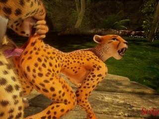 Sexy leopard girl fucks alpha male in furry sex from Wild Life Video