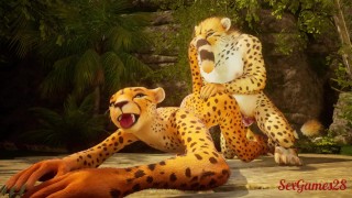 Sexy leopard girl fucks alpha male in furry sex from Wild Life