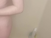Preview 6 of Ftm trans femboy showers, shows off feet, tries on clothes, teases nipples, masturbates