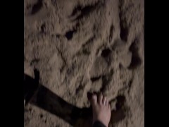 Pretty Bare Feet Walking in the Sand