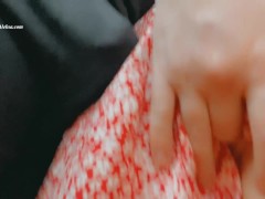 Fantasy in the bus! Petting girl under  dress in the public place. Pick up girl