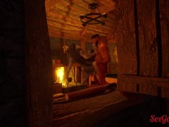 Furry sex with wolf girl fucking a big cock