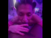 Preview 3 of BEST Passionate Sloppy Deep Throat POV Blowjob by TS KHLOE KHALIFA wearing SEXY pink LINGERIE