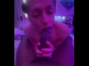 Preview 4 of BEST Passionate Sloppy Deep Throat POV Blowjob by TS KHLOE KHALIFA wearing SEXY pink LINGERIE